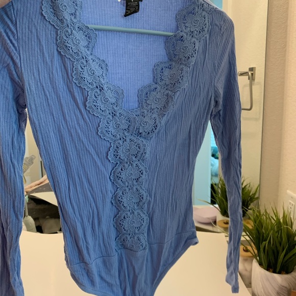Rue21 Tops - Rue21 Blue Long Sleeve Ribbed Bodysuit